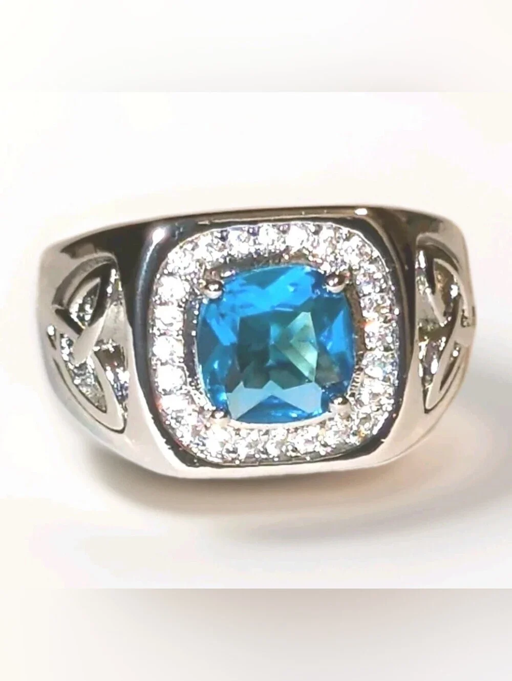 Classic Bright Men's Lab-Created Diamond Topaz Ring with Golden Accents